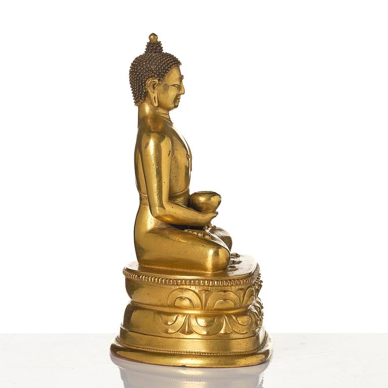A Mongolian Gilt Bronze Figure of Buddha, Zanabazar school, 18th century.