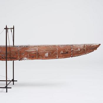 Bertil Vallien, a unique sant casted glass sculpture of a boat, Kosta Boda, Sweden, probably 1980s.