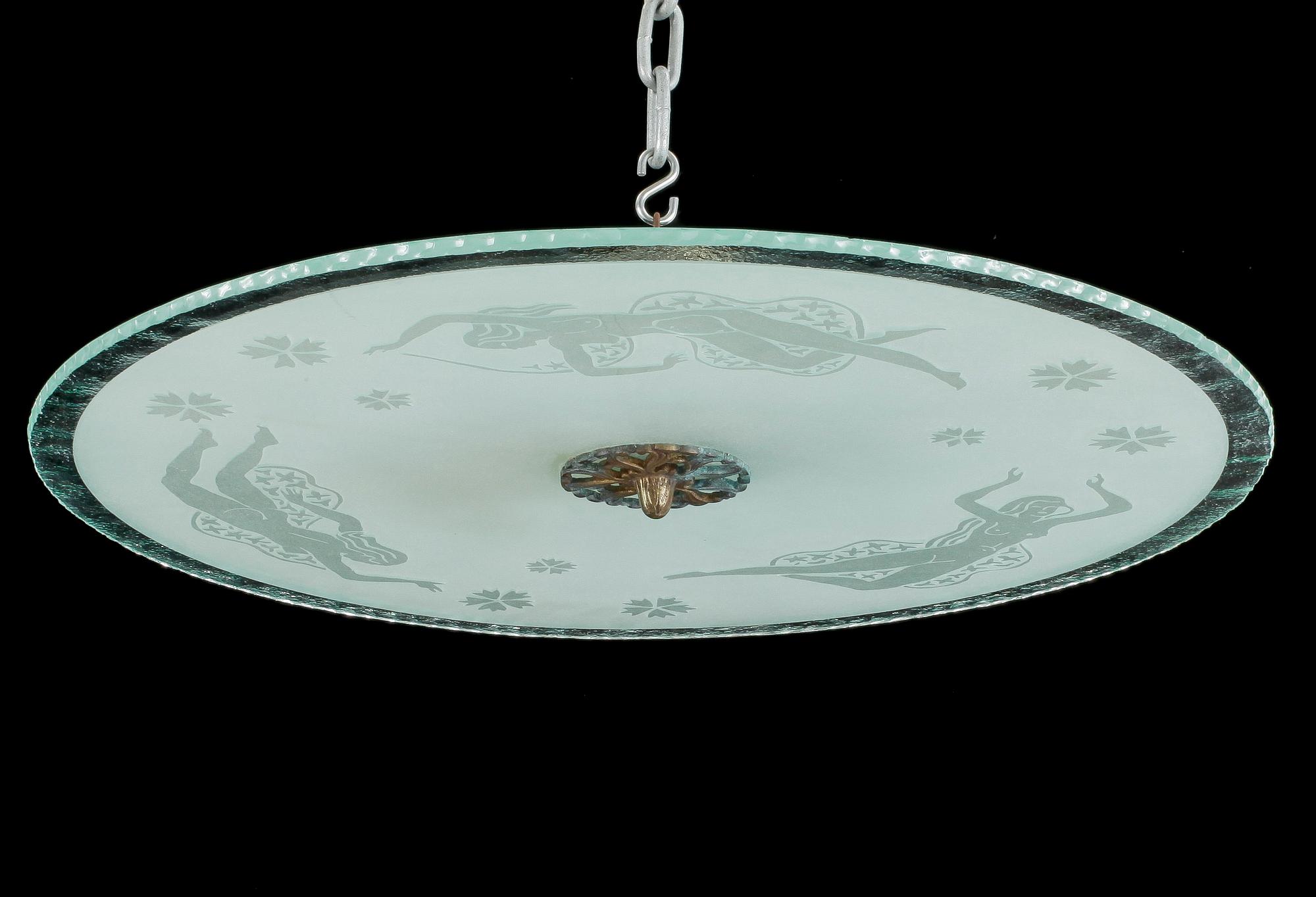 TAKPLAFOND, glas, 1940-tal. Diameter 70 cm.