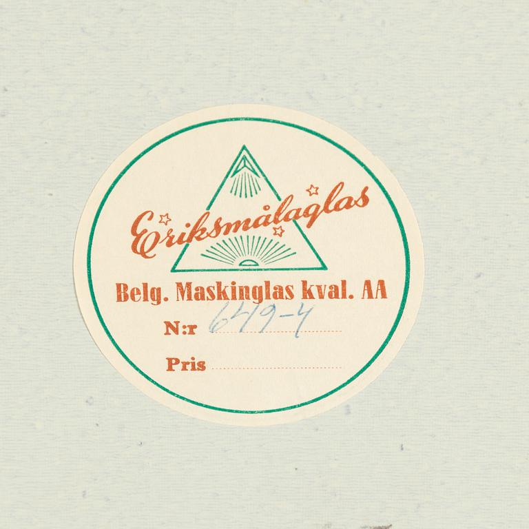 A SWEDISH MIRROR AND TABLE, oak and teak, signed with label "Eriksmåla glas". 1960s.