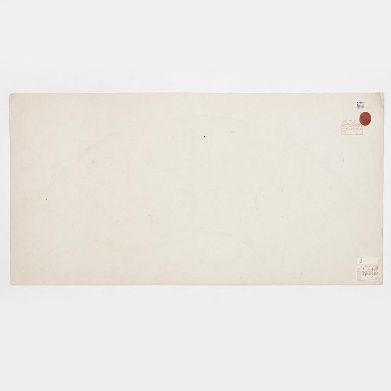 Unidentified artist, so-called "Fan painting", Orchids, China, 20th century.