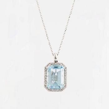 Aquamarine and brilliant cut diamond necklace.