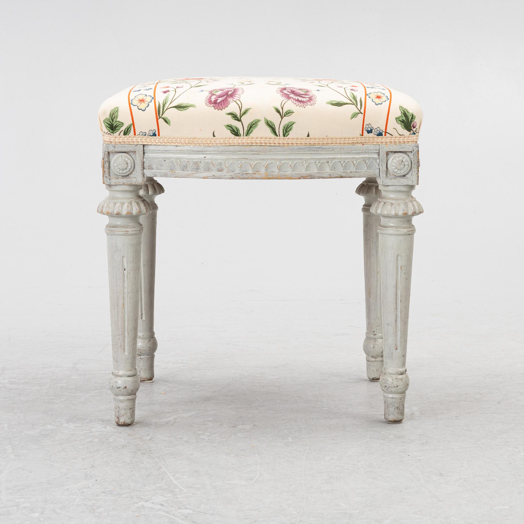 A Swedish late 18th century stools, Gustavian.
