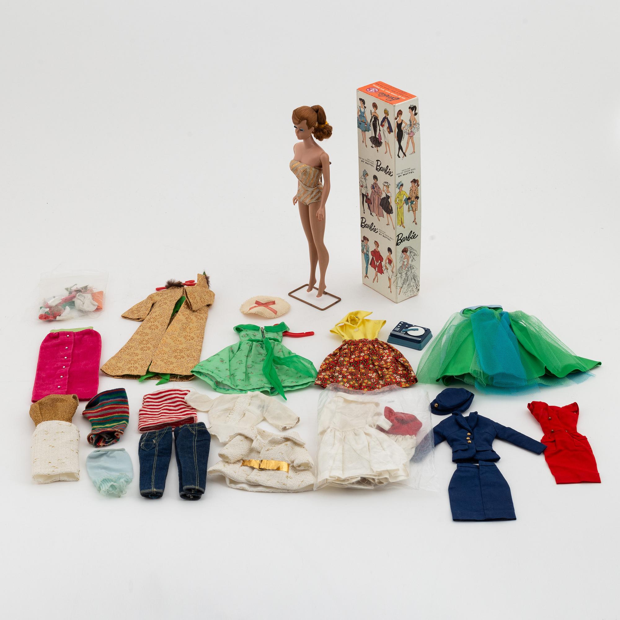 A 1960's 'Titian swirl ponytail' barbie with clothes and accessories, Mattel 1960's.