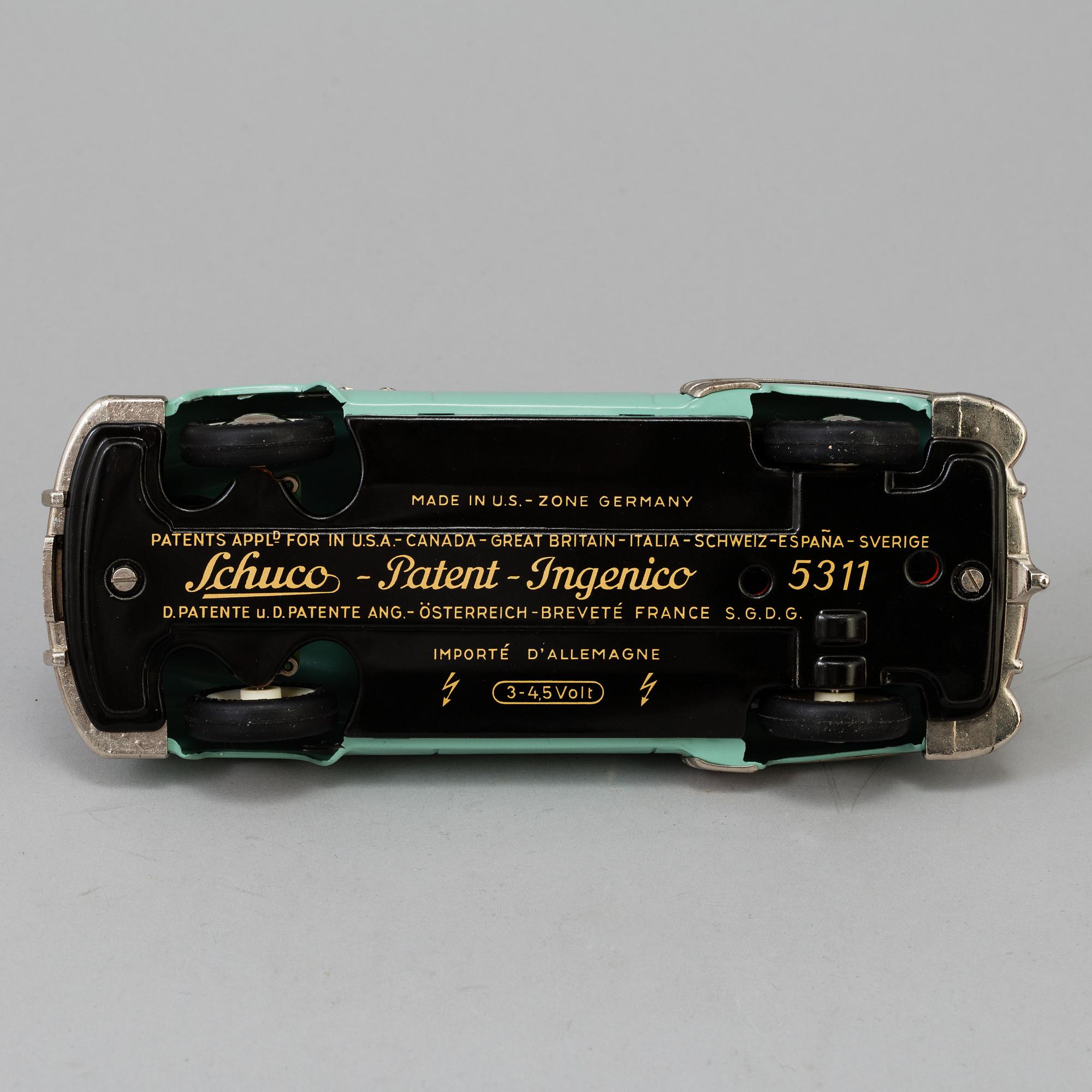 a Schuco "Elektro Ingenico 5311" car, Germany ca 1950.