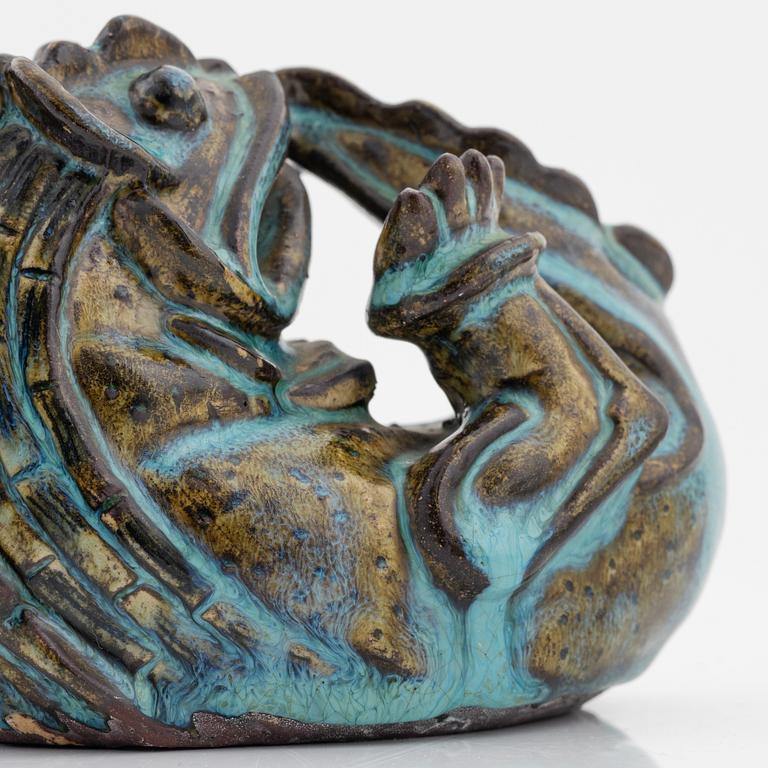 Wilhelm Kåge, a 'Farsta' stoneware sculpture of a dragon puppy, Gustavsberg studio, Sweden 1950s.