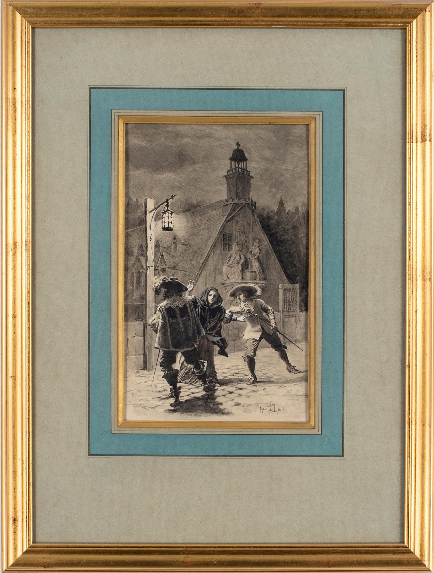 MAURICE LELOIR, Tuschlavering, signerad.