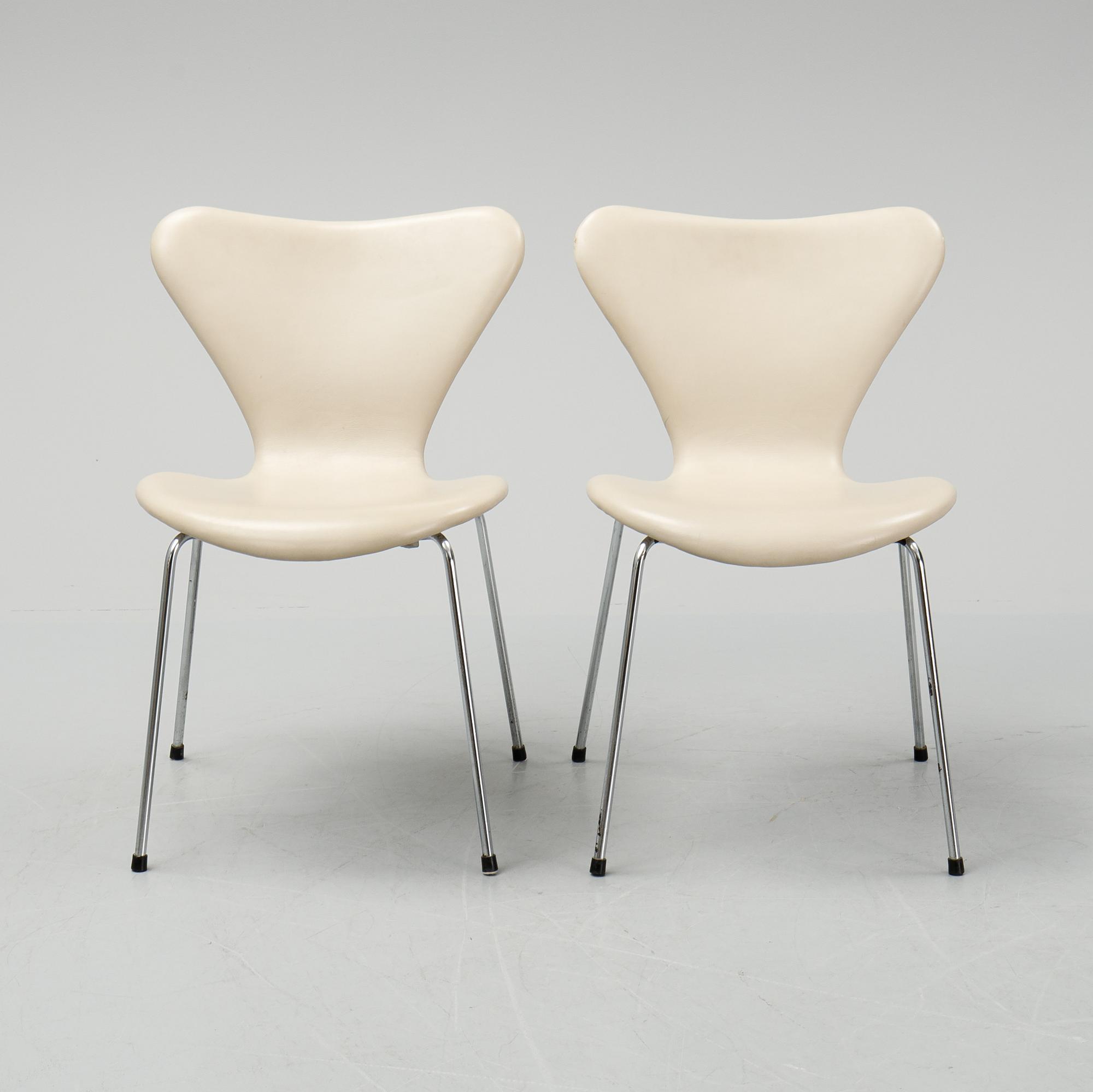 Arne Jacobsen, stolar, 6 st, "Sjuan", Fritz Hansen, Danmark.