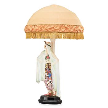 798. A Josef Lorenzl creamware table lamp, Goldscheider, Vienna 1920's.