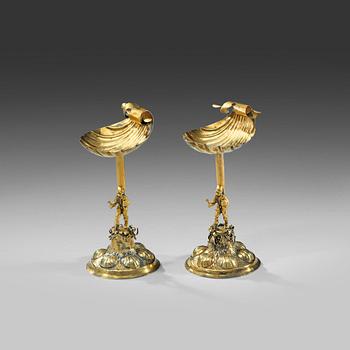 505. A PAIR OF BAROQUE SALT CELLARS.