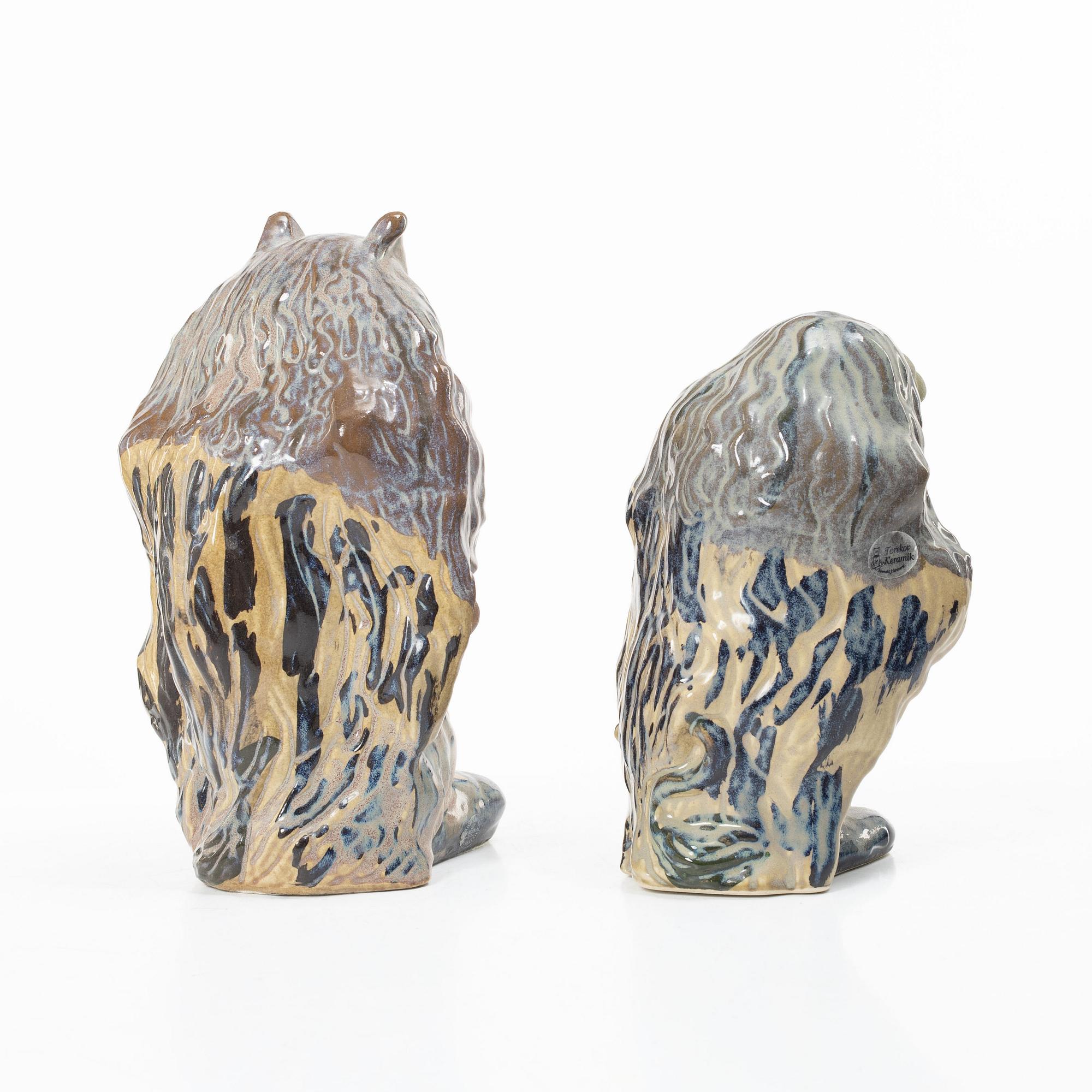 Figuriner 7 st, stengods, "John Bauers Troll", Rosa Ljung, Höganäs.