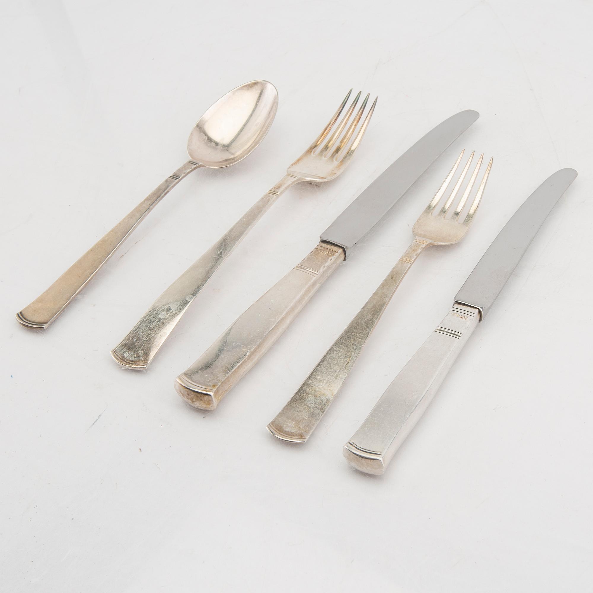 A SWedish 20th century set of  69 pcs of sivler cutlery Rosenholm mark of GAB Stocholm total weight 3190 grams.