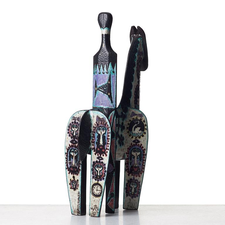 Birger Kaipiainen, a ceramic sculpture of a horserider, Rörstrand, Sweden 1950's.