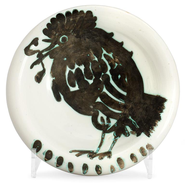 A Pablo Picasso 'Oiseau au ver' faience dish, Madoura, Vallauris, France 1952.