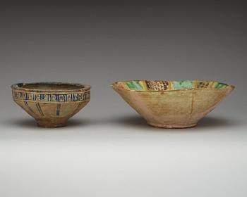 BOWLS, 2 pieces. Diameter 33 and 21 cm. Iran.