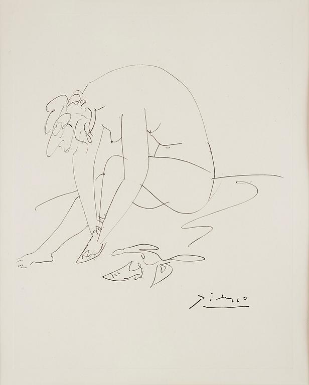 Pablo Picasso, efter, "Ballerina Adjusting Her Shoe" ur "Les Cavaliers d'ombre"
38,9x 28,3 cm. signert i platen. Ed 197.