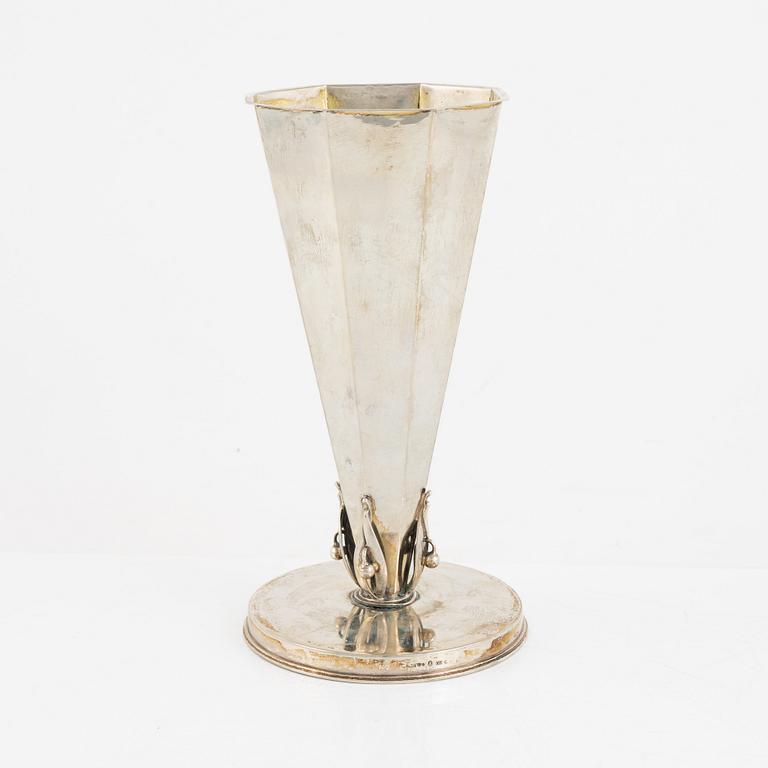 A Swedish silver vase, mark of CG Hallberg, Stockholm 1940.