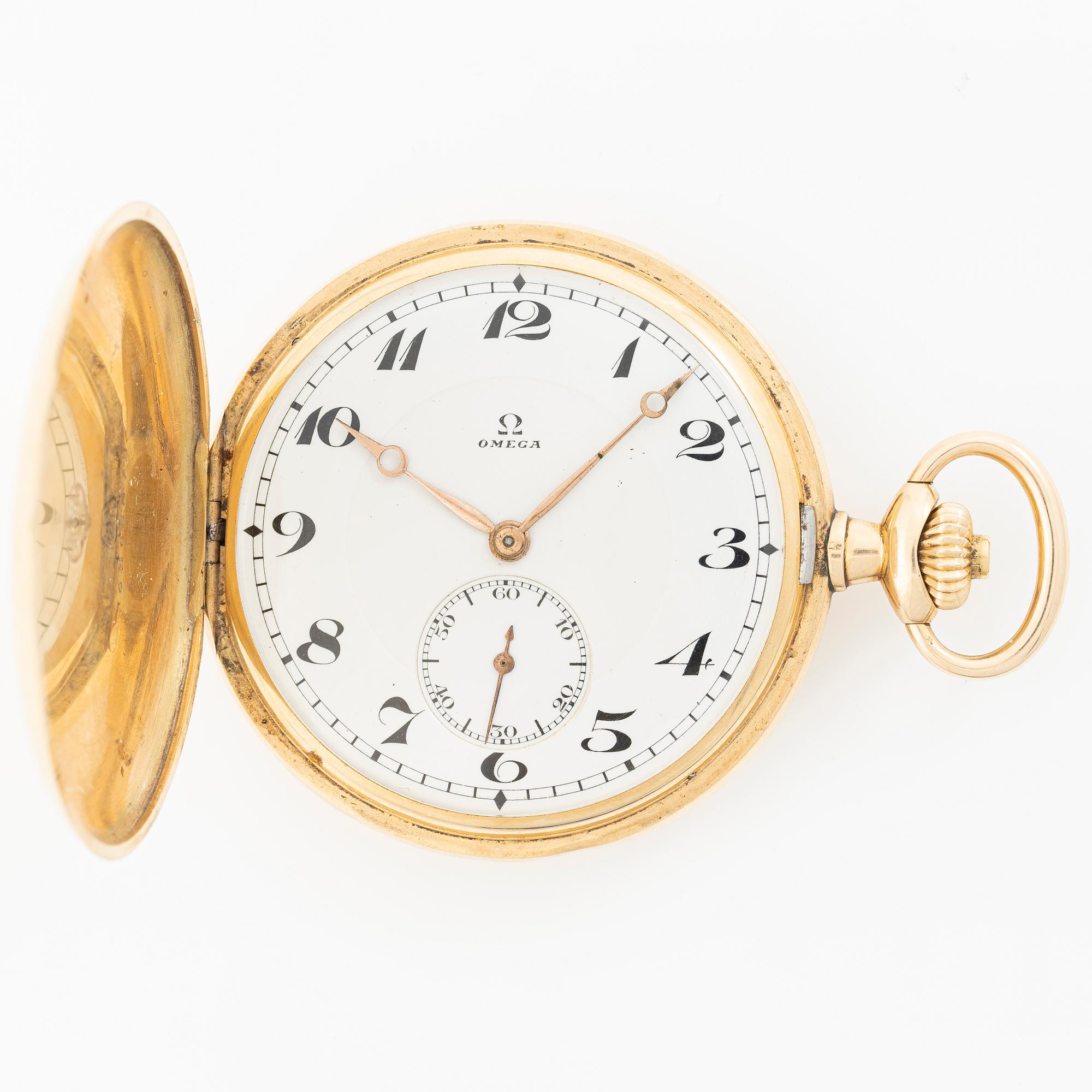 Omega, pocket watch, hunter case, 49.5 mm.
