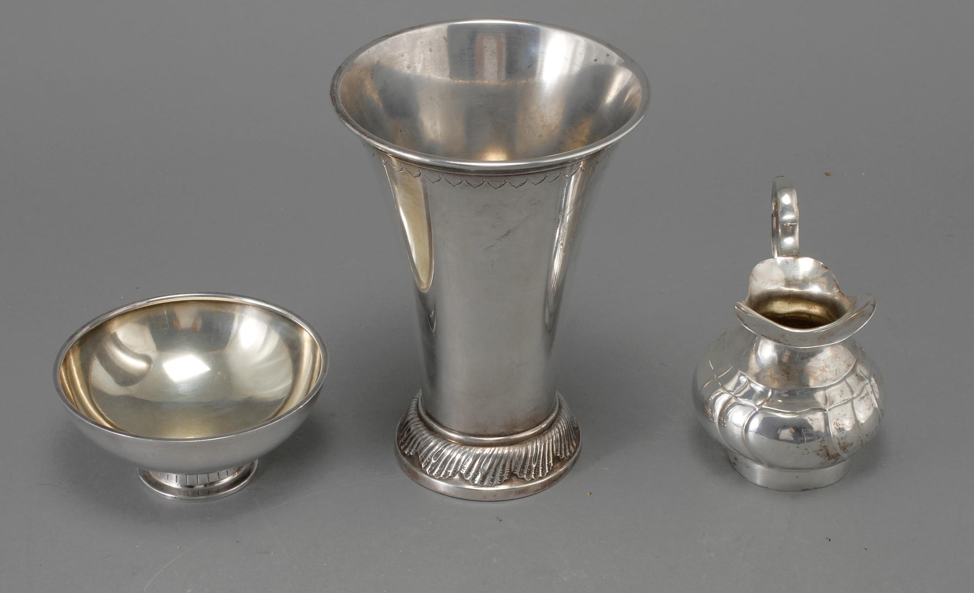 PARTI SILVER, 3 delar, mestadels Stockholm, 1900-talets första hälft, vikt 471 g.