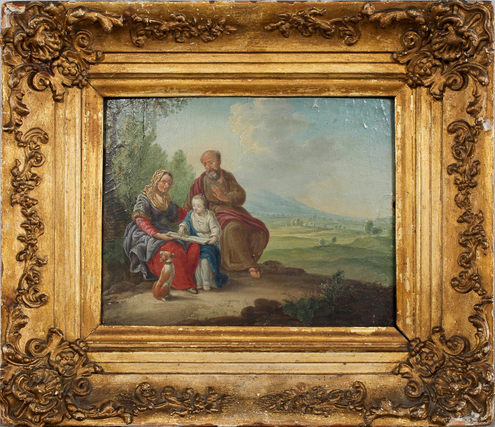 OKÄND KONSTNÄR, olja på pannå, 1700/1800-tal.
