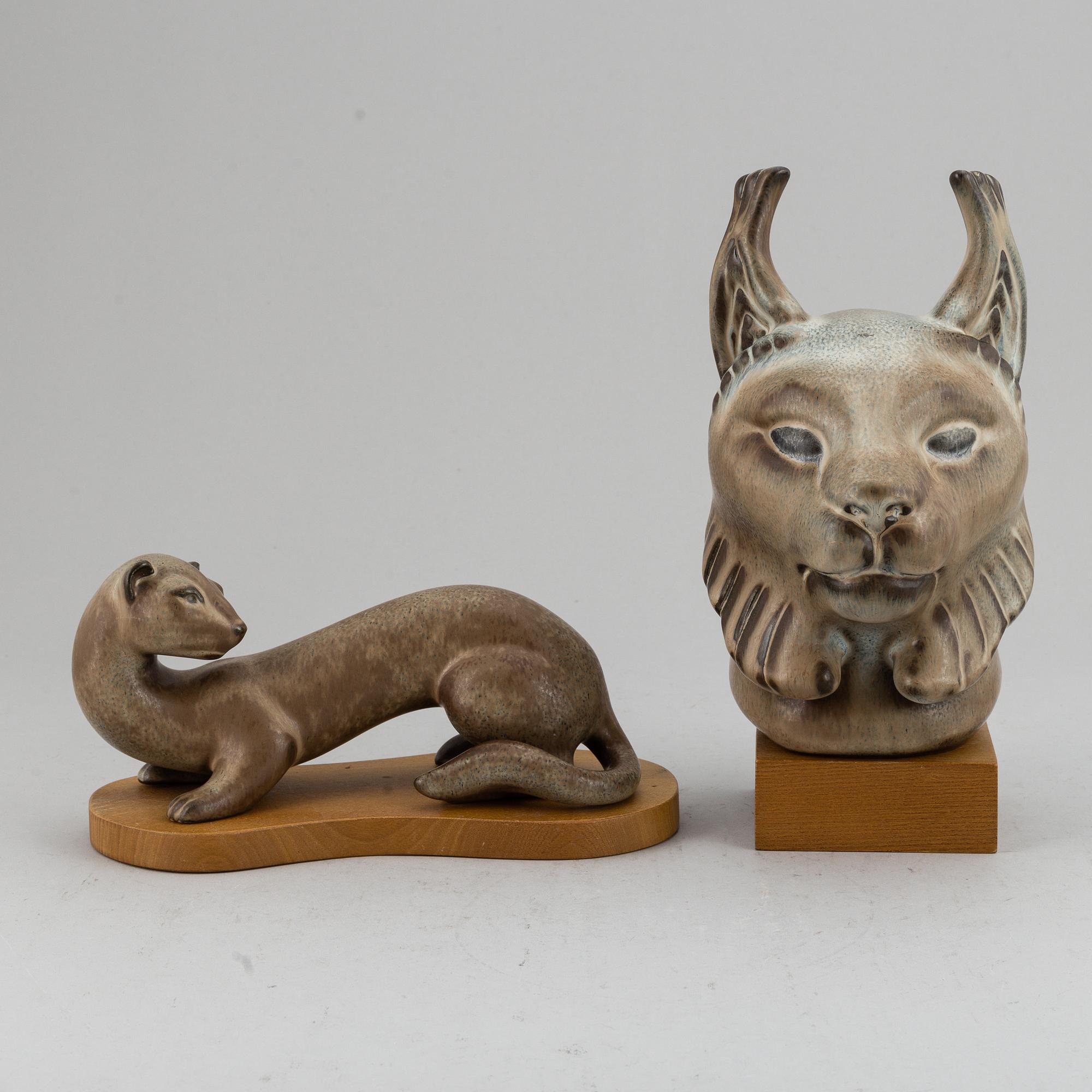 Two Gunnar Nylund stoneware figurines, Rörstrand, Sweden, mid 20th Century.