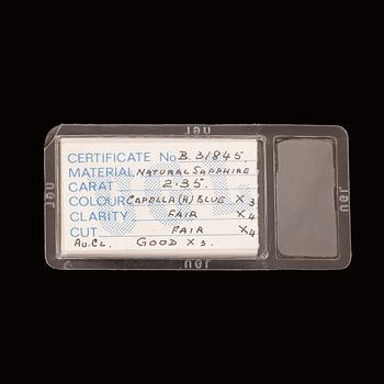 SAFIR, naturlig, enligt certifikat ca2,35ct, oinfattad.