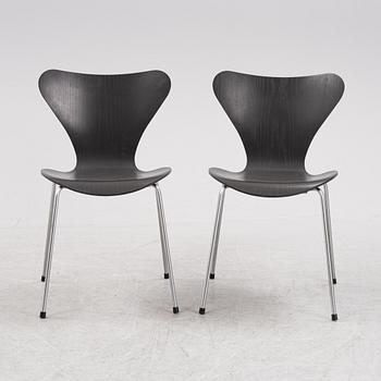 Arne Jacobsen, stolar, ett par, "Sjuan", Fritz Hansen, Danmark, daterade 2002.