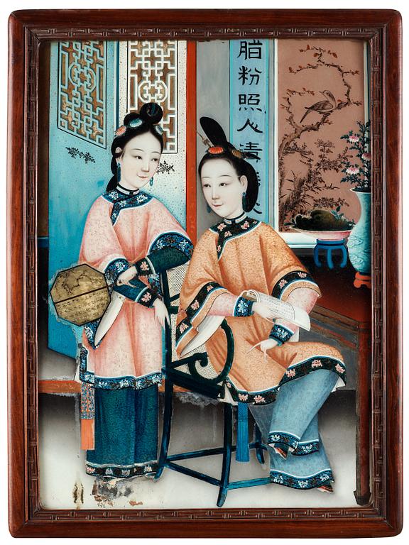A reverse glass painting, late Qing dynasty.