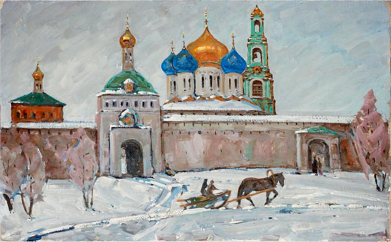 OKÄND KONSTNÄR, olja på pannå, Ryssland 1900-talets slut.