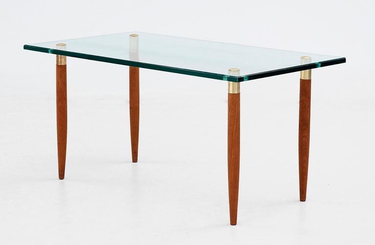 GLASBORD, teak och mässing, 1950-60-tal.