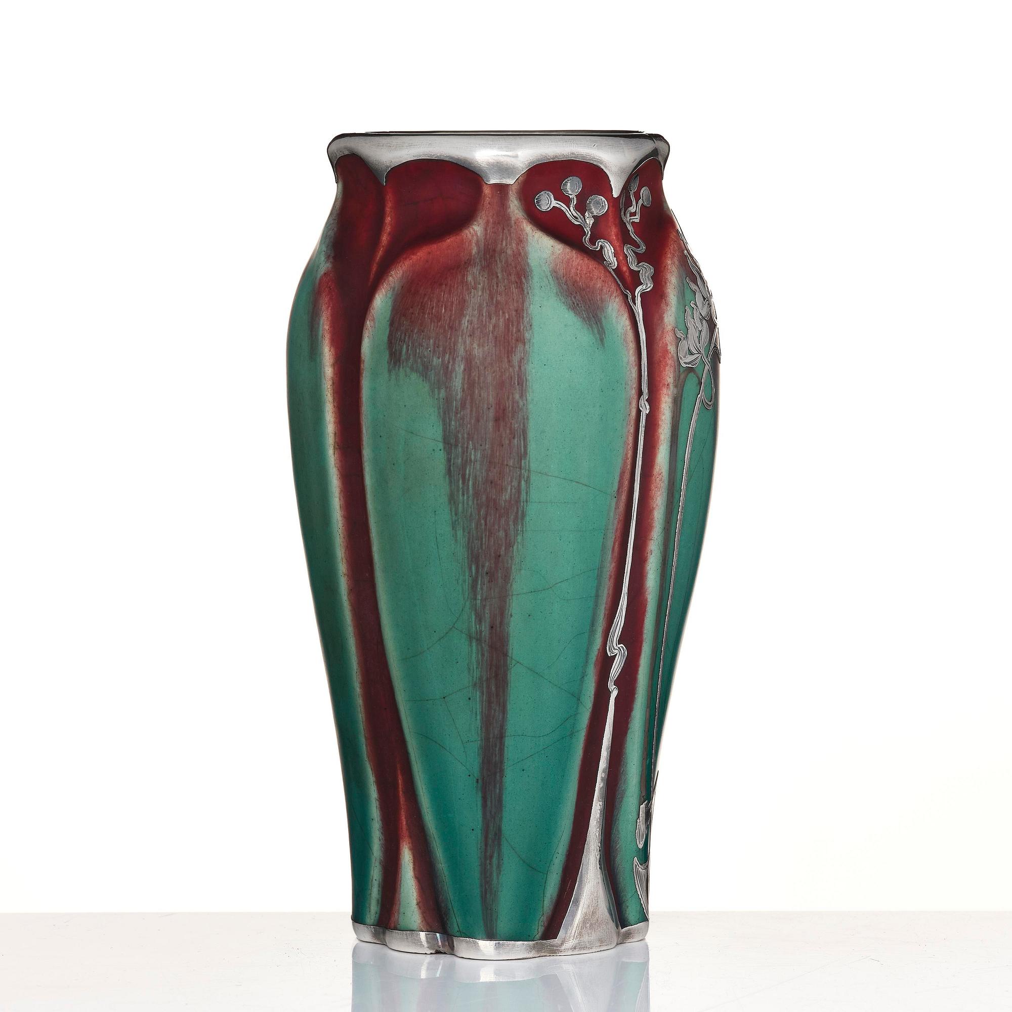 Eugene Baudin, an Art Nouveau glazed ceramic vase, France.