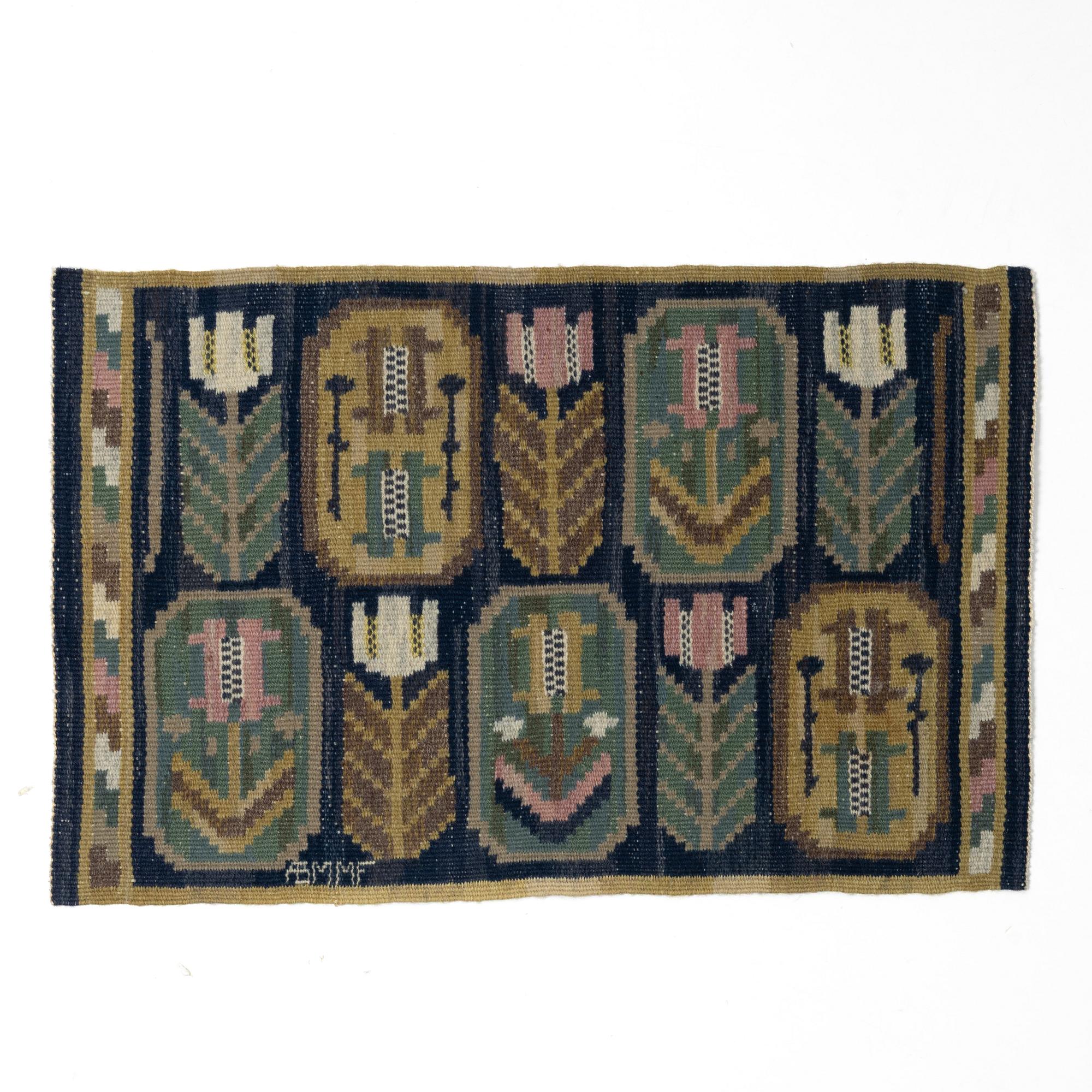 Märta Måås-Fjetterström, a flat weave, 'Medaljongerna', signed ABMMF, ca 40.5 x 64 cm.