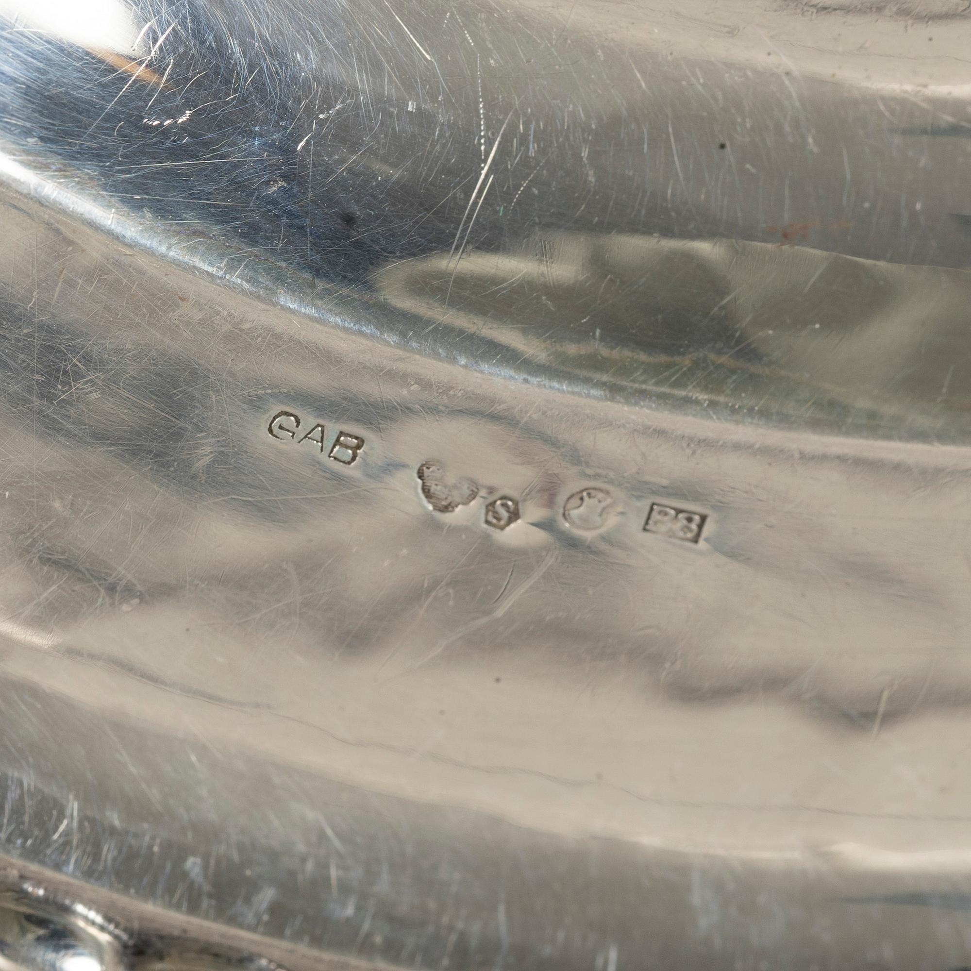 Three silver dishes,  with mark of GAB / CG Hallberg, Stockholm.