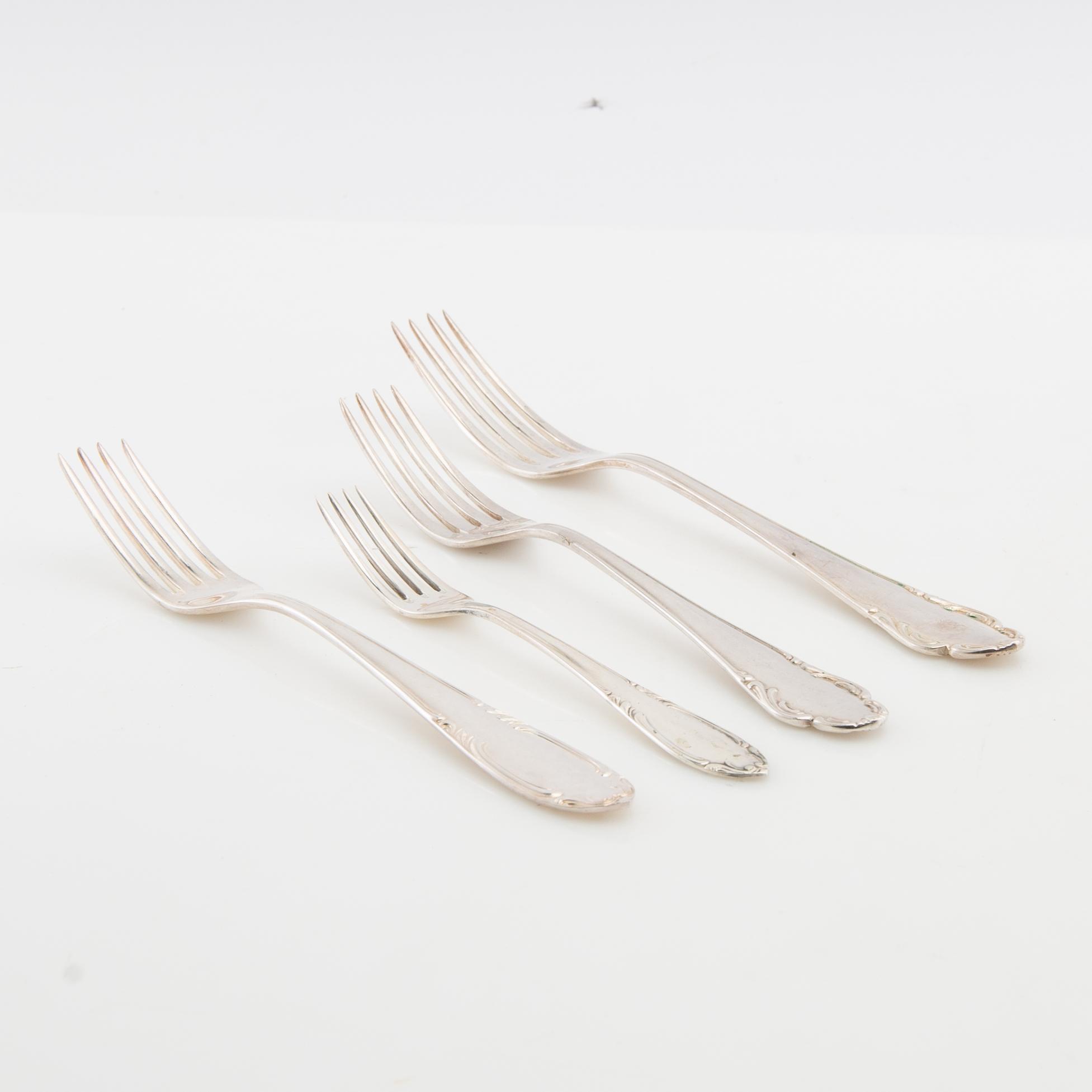 Cutlery service parts, 127 + 31 pieces, model Haga, GAB and C. G. Hallberg, Stockholm, 1950s/1960s.