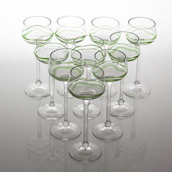 Ten wine glasses, first half of the 20th century.