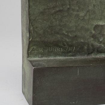 RUTH MILLES, relief/skulpture, bronze, signed and dated 1907.