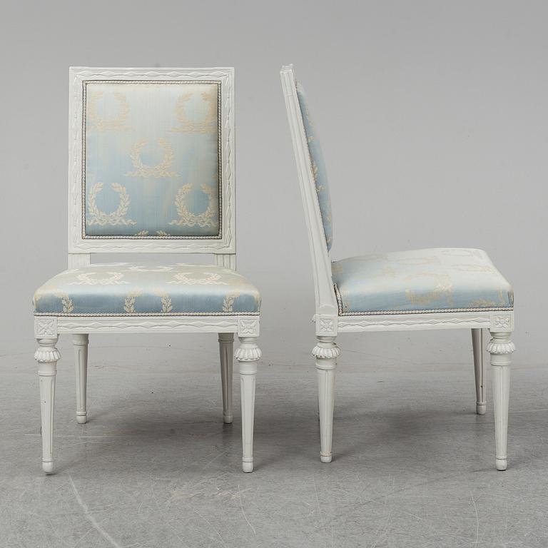 A pair of late Gustavian chairs, circa 1800.