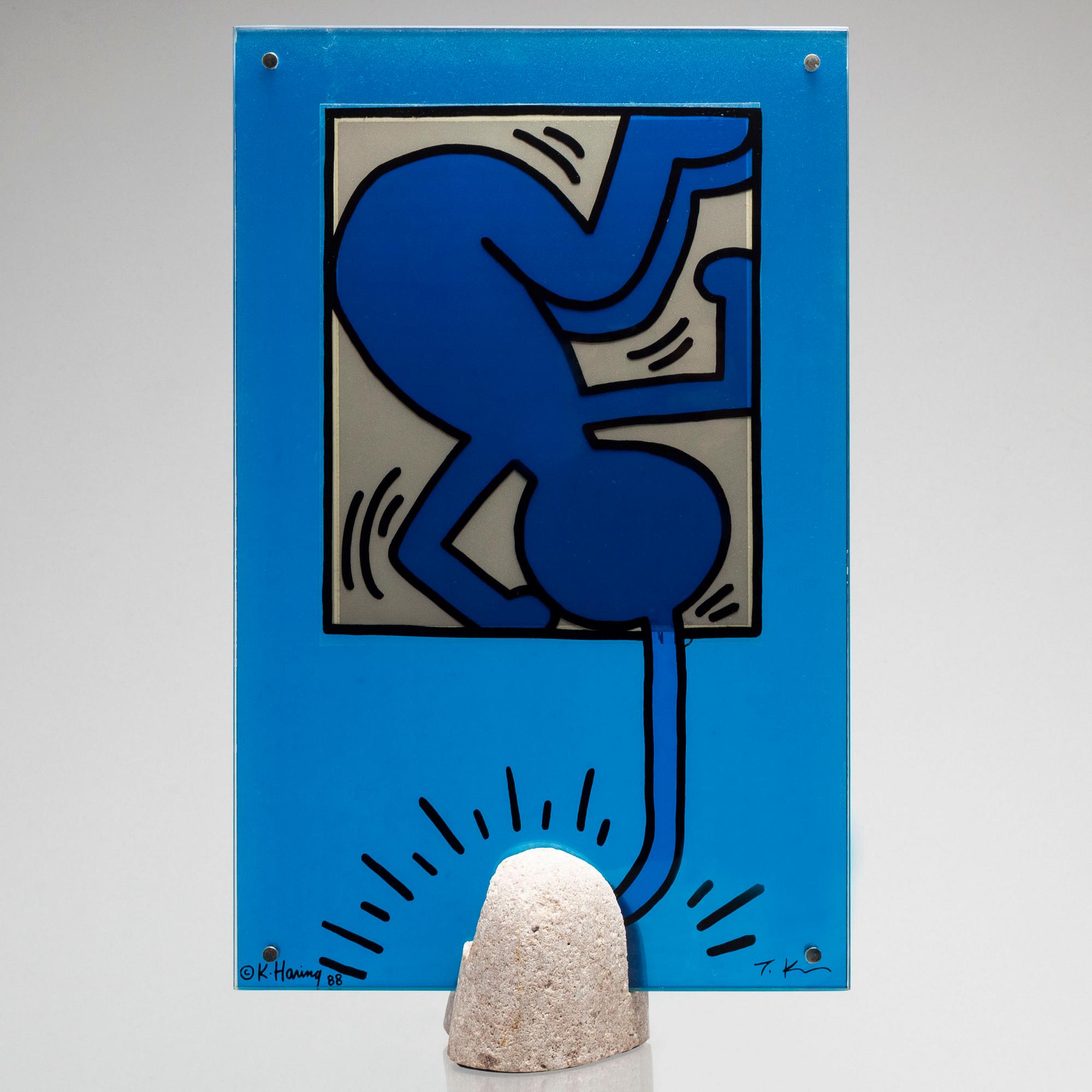 KEITH HARING & TOSHIYUKI KITA, a glass table lamp for Kreon, 1988.