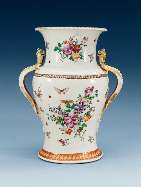 A famille rose floral baluster vase, Qing dynasty, circa 1800.