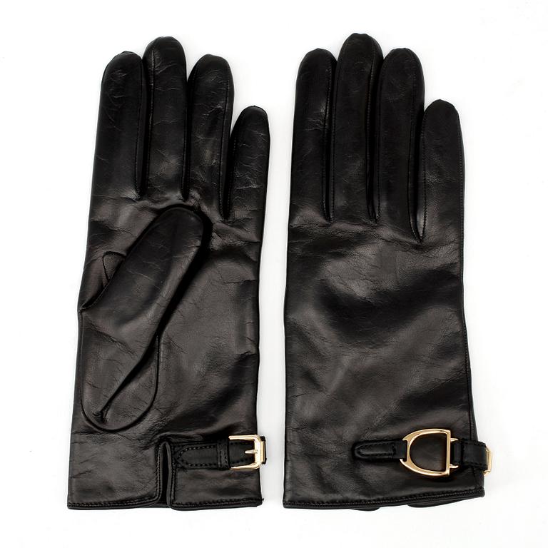 RALPH LAUREN, a pair of black lambskin gloves, size 7 1/2.