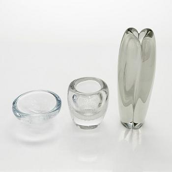 Kaj Franck, lasiesineitä, 3 kpl, Nuutajärvi ja Iittala, 1900-luvun puoliväli.