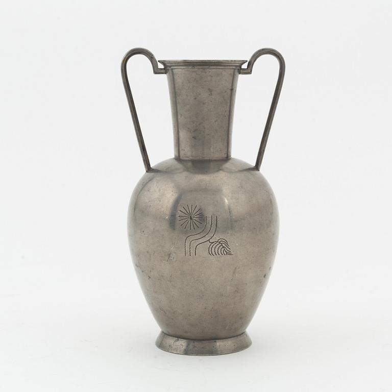 A Swedish pewter vase, Rolf Engströmer, Fabriksaktiebolaget Kronsilver, Stockholm 1933.