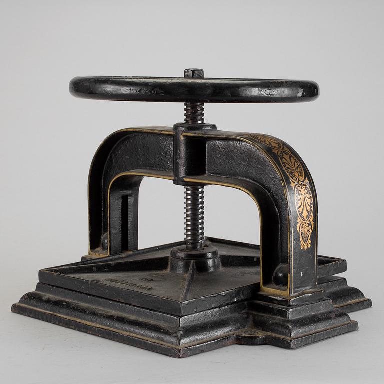 BOKPRESS, gjutjärn, No 1, Husqvarna, 1900-talets början.