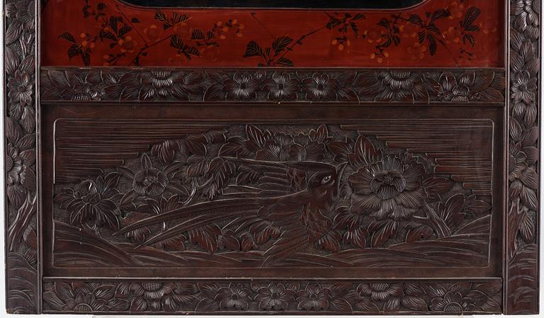 A Japanese wooden panel/screen, 20th century.