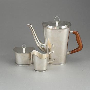 KAFFESERVIS, 3 delar, silver. Vera Ferngren, 1964-67.