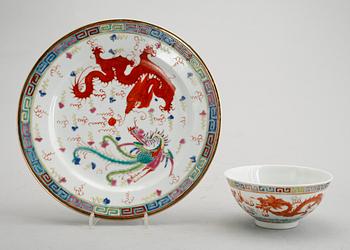 FAT SAMT SKÅL, porslin, Kina, 1800-/1900-tal.