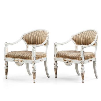 82. A pair of late Gustavian circa 1800 armchairs.