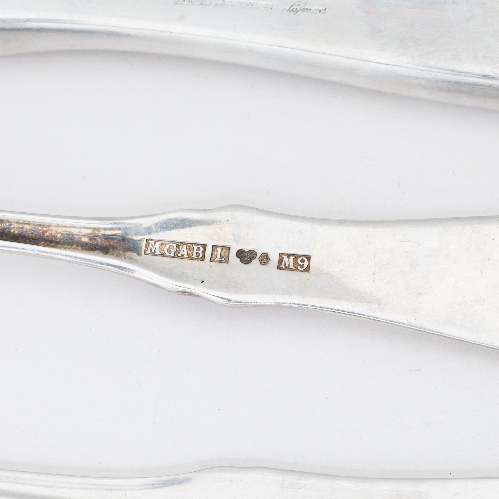 Eric Löfman, bestickservis, 38 delar, silver, modell "Uppsala", MEMA, bl.a. Eskilstuna 2003.