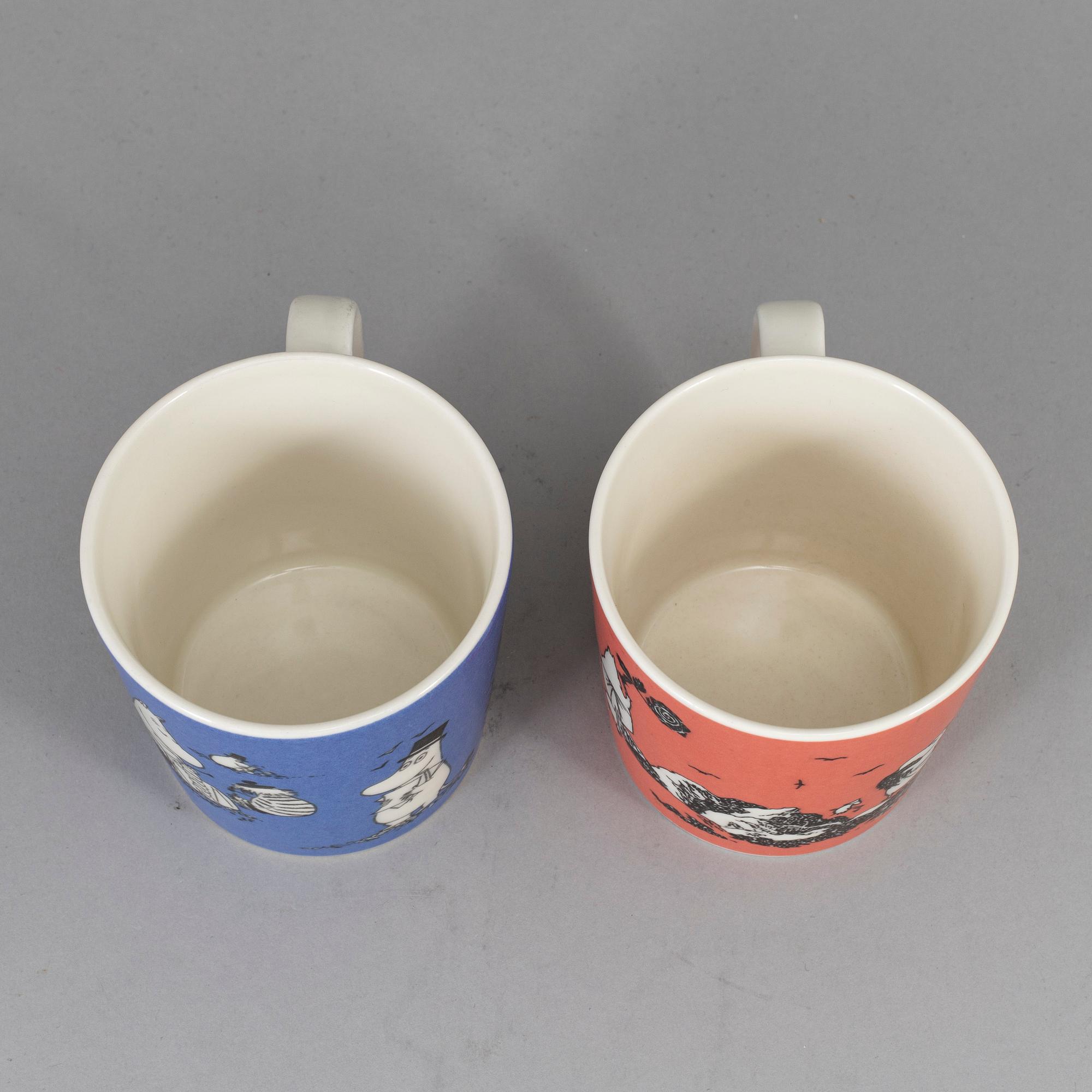 Two Moomin Characters porcelain mugs from Arabia, Finland, 1991-99.