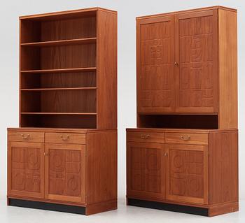 A set of Yngve Ekström teak cabinets and shelf 'Krus', Westbergs, 1950-60's.
